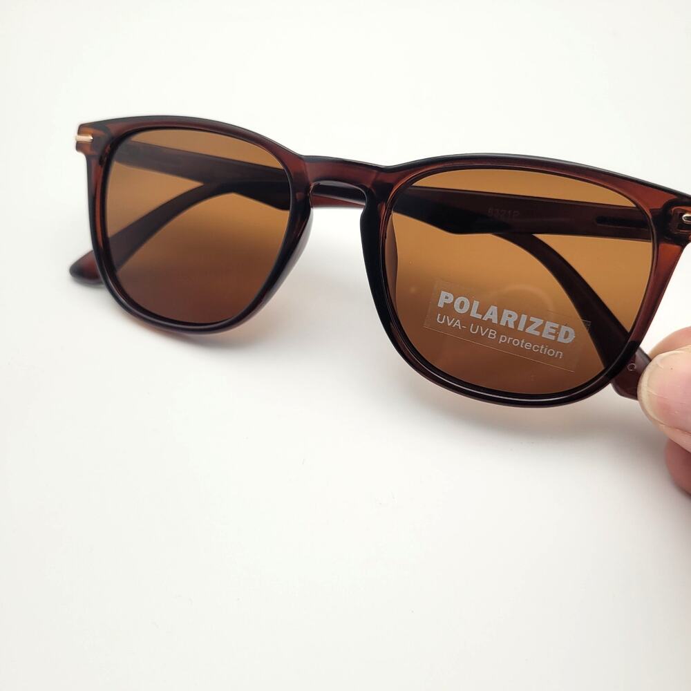 Brown Oval Sunglasses Brown Lenses Retro Minimalist Classic Frames Polarized